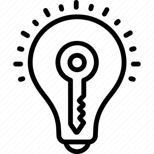 Key idea, innovation, concept, creativity, lightbulb, protection, encryption icon - Download on Iconfinder