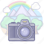camera, mountain, rainbow, tree, cloud, photography, landscape 
