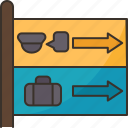 airport, signboard, travel, baggage, direction