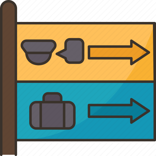 Airport, signboard, travel, baggage, direction icon - Download on Iconfinder