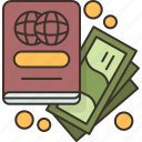 passport, cash, travel, money, holiday