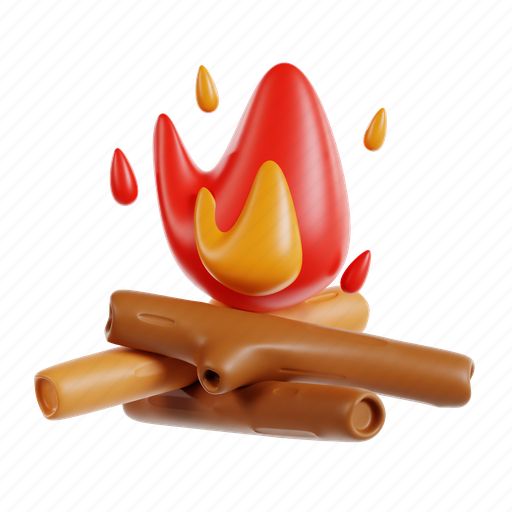 Bonfire, fire, night, nature, campfire, heat, hot 3D illustration - Download on Iconfinder