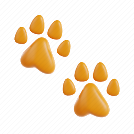Pawprints, cat, paw, animal, print, pet, dog 3D illustration - Download on Iconfinder