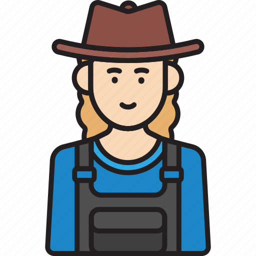 Farmer, female, hat, inclusiveness, overalls, woman icon - Download on Iconfinder