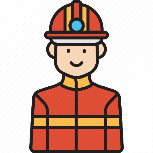 Firefighter, male, fire, fireman, man icon - Download on Iconfinder