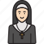 female, priest, cross, nun, religion, sister, woman 