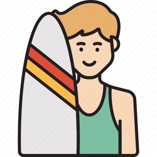 Male, surfer, boy, man, summer, surfboard icon - Download on Iconfinder