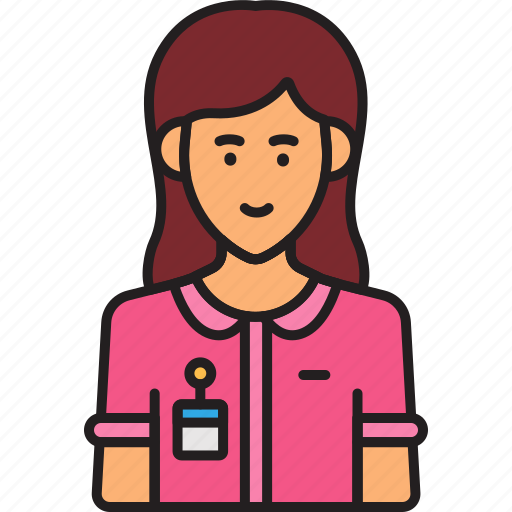 Employee, female, nametag, woman icon - Download on Iconfinder