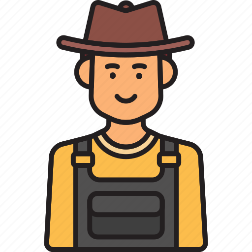 Farmer, male, hat, man, overalls icon - Download on Iconfinder