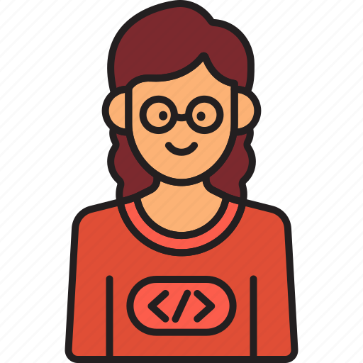 Female, programmer, coder, developer, nerd, woman icon - Download on Iconfinder