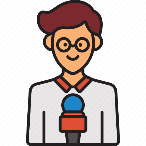 Male, reporter, journalist, man, mic, news icon - Download on Iconfinder