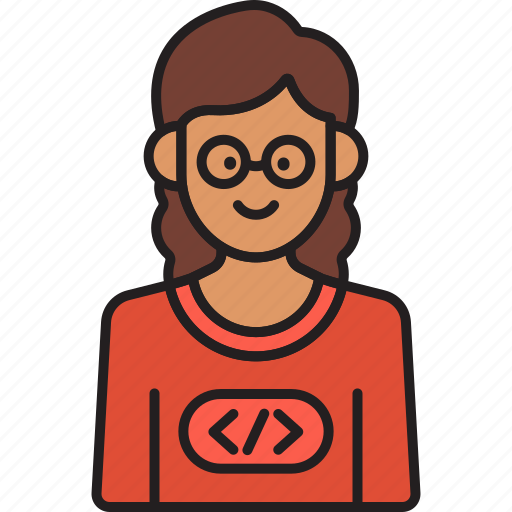 Female, programmer, coder, developer, glasses, nerd, woman icon - Download on Iconfinder