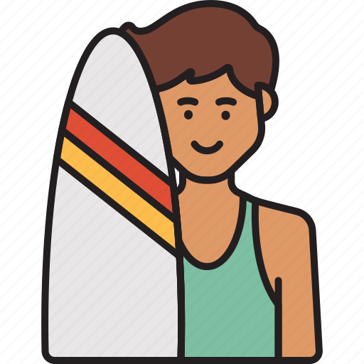 Male, surfer, boy, man, summer, surfboard icon - Download on Iconfinder