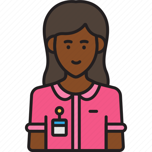 Employee, female, avatar, nametag, woman icon - Download on Iconfinder
