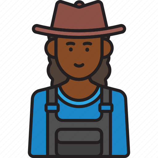 Farmer, female, hat, overalls, woman icon - Download on Iconfinder