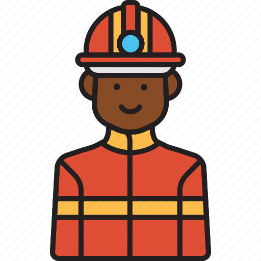 Firefighter, male, fire, helmet, man, rescue icon - Download on Iconfinder