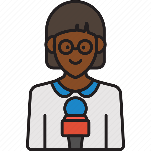 Female, reporter, journalist, mic, news, woman icon - Download on Iconfinder