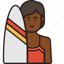 female, surfer, girl, summer, surfboard, woman 