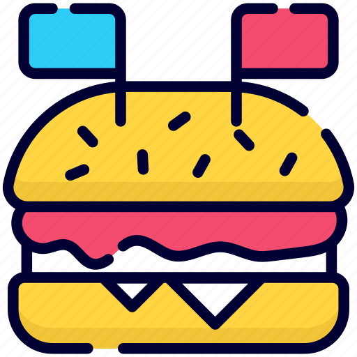 Burger, flage, independence day, usa, hamburger, cheeseburger, fast food icon - Download on Iconfinder