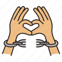 hand, freedom, love, bracelet, handcuffs, arrest, heart, criminal