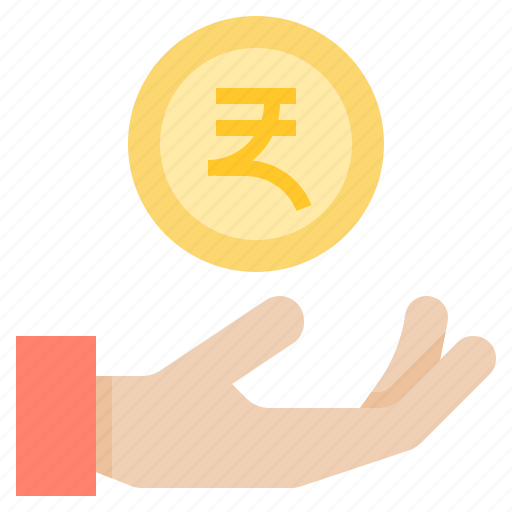 Coin, currency, hand, india, money icon - Download on Iconfinder