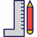 drawing, pencil ruler, school supplies icon, design icon, stationery