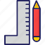 drawing, pencil ruler, school supplies icon, design icon, stationery 