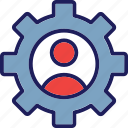 cogwheel, management, setting icon, person, gear
