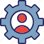 cogwheel, management, setting icon, person, gear 