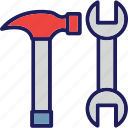 hammer, wrench icon, repair tool, repair, wrench