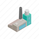 building, industry, isometric, power, smoke, steam, thermal