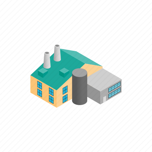 Building, industry, isometric, power, smoke, steam, thermal icon ...