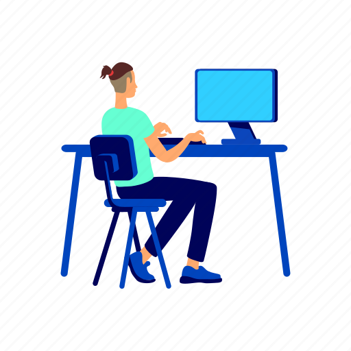 Man, freelancer, programmer, remote, employee illustration - Download on Iconfinder