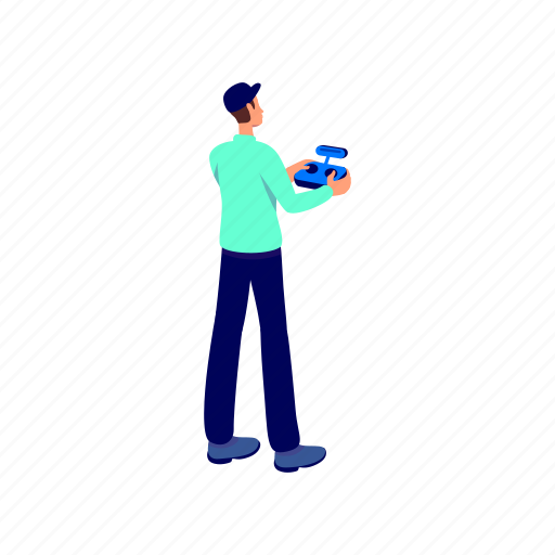 Man, remote control, controller, worker, employee illustration - Download on Iconfinder