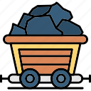 coal, wagon, cart, energy, mine