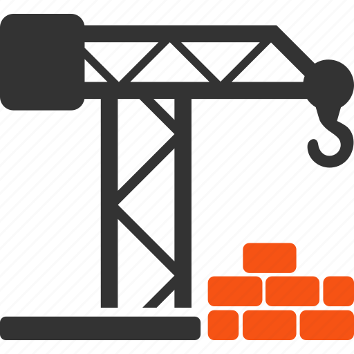 Development, brick wall, build, building crane, construction, industry, project icon - Download on Iconfinder