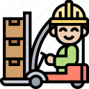 truck, forklift, storage, warehouse, worker