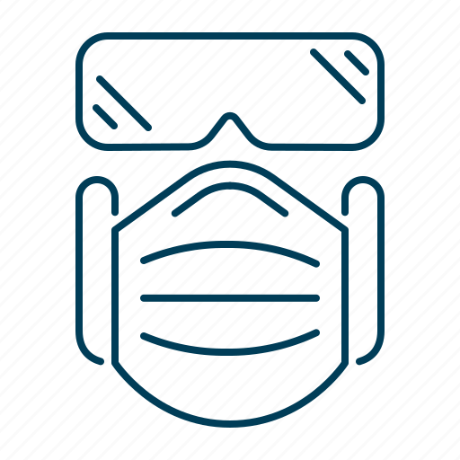Face mask and goggles, mask and glasses, mask and goggles, ppe, protective gear icon - Download on Iconfinder