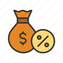 interest rate, commission, income, percentage, sell, discount, money, coins