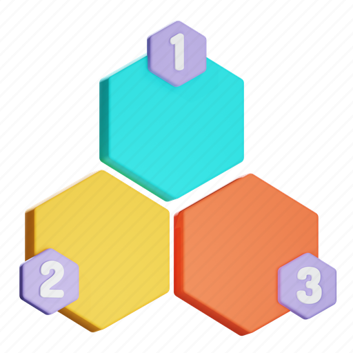 Hexagon, poll, data, graph, info, statistic, diagram 3D illustration - Download on Iconfinder