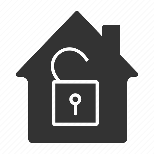 Home, house, padlock, privacy, protection, security, unlocked icon - Download on Iconfinder