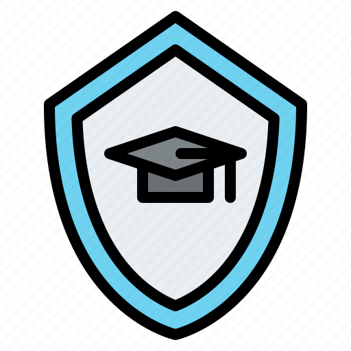 Graduation, hat, shield, insurance, protection icon - Download on Iconfinder