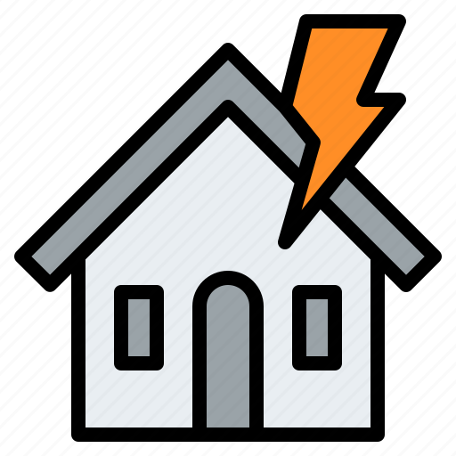 House, thunder, natural, disaster, insurance icon - Download on Iconfinder
