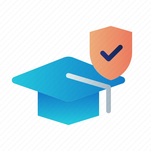 Education insurance, graduation cap, guard, insurance, protection, shield, study icon - Download on Iconfinder
