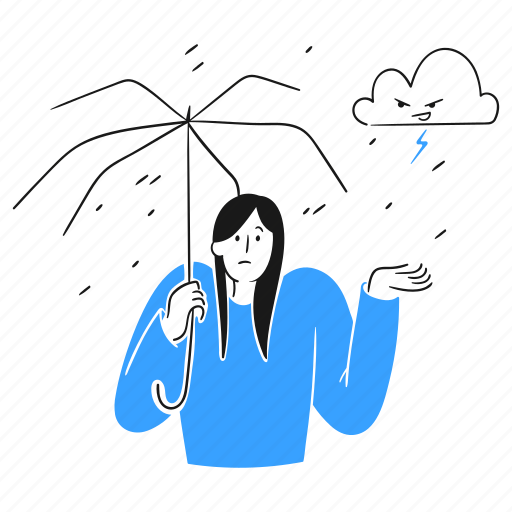 Something, went, wrong, interface, umbrella, cloud, rain illustration - Download on Iconfinder