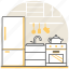 design, interior, kettle, kitchen, refrigerator, sink, stove 