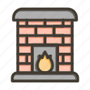 fireplace, fire, winter, chimney, warm