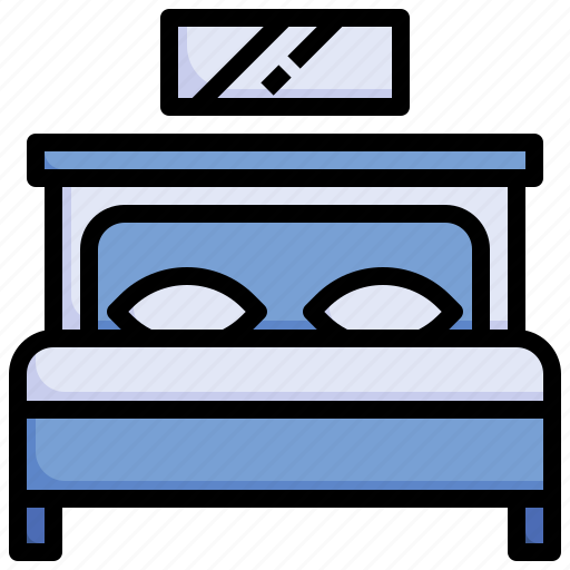 Bed, single, hostel, furniture, and, household, hotel icon - Download on Iconfinder