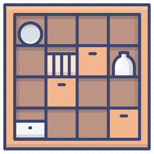 Bookcase, cabinet, interior, shelves icon - Download on Iconfinder