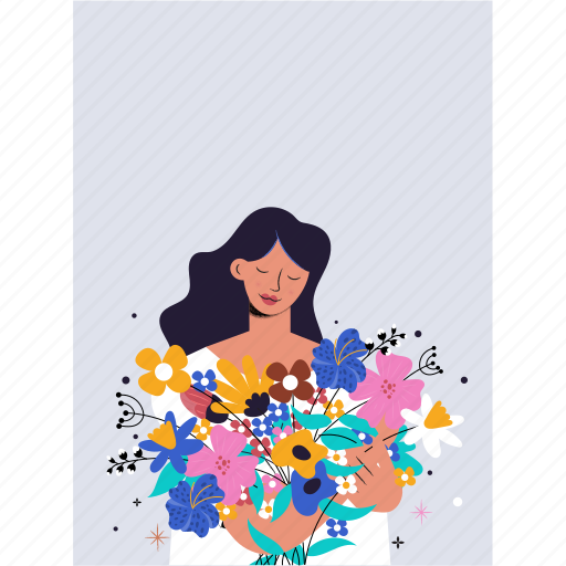 Modern, illustration, womens, flat design, flower, girl, woman illustration - Download on Iconfinder